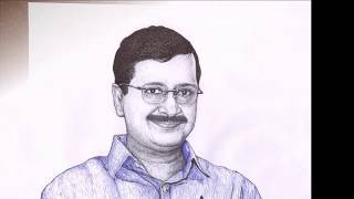 Arvind Kejriwal pen sketch - Step by step