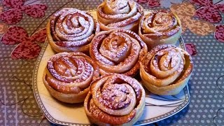 Розочки из Слоеного Теста с Яблоками / Простой Пошаговый Рецепт (Очень Вкусно)