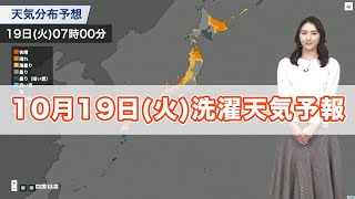 明日10月19日(火)の洗濯天気予報