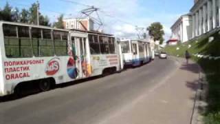 буксировка трамвая 1305+1304+1317+1306,маршрут №2,Казань