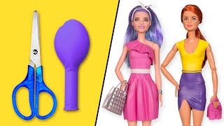 ? DIY Barbie Dresses with Balloons Easy No Sew Clothes for Barbies || BARBIE DOLL HACKS