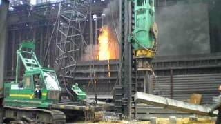 Забиваем сваи Hitachi 125 гидромолотом Junttan HHK 5