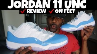 JORDAN 11 LOW UNC AKA UNIVERSITY BLUE  REVIEW AND ON FOOT