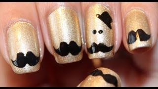 Movember Moustache Nails Scotch Tape Method | Dee2102