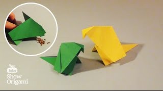 Оригами: Двигающаяся птичка из бумаги