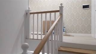 Облицовка лестницы дубом