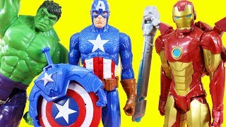 Marvel Avengers Titan Hero Series Blast Gear Iron Man Stops Thanos | Hulk & Captain America Toys