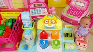 Baby Pororo mart register and baby doll cash register toys play