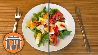 Остро-сладкий соус и два простых, вкусных салата к нему.