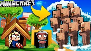 BAZA VS TSUNAMI WIEŚNIAKÓW - MINECRAFT VILLAGER TSUNAMI CHALLENGE | Vito VS Bella