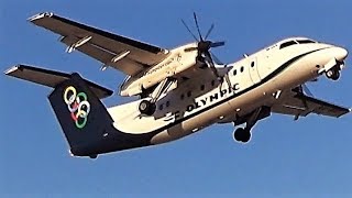 Naxos Airport - Olympic Dash 8 100 Takeoff with 32 kts Headwind!