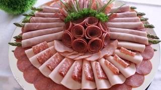 Красивое оформление мясных нарезок.