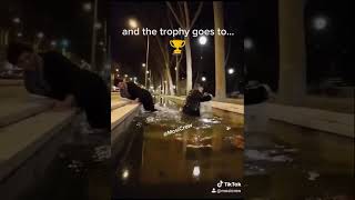 Drunk Girl falls down after jumping