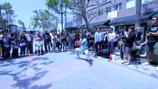 "Candyman" street performer on 3rd Street Promenade in Santa Monica, CA