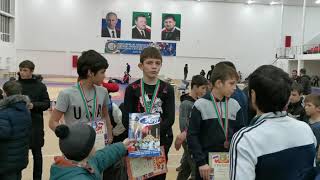 Wrestler Ilyas Dakaev. Award. Republic of Nokhchiche, Chechen-Aul, Northen Caucasus. 04.01.2020