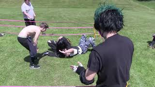 SWF* at Mosborough Fun Day 27/5/19 - tag match - Drac v Vigilante v Banner v Kieron