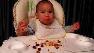 Baby Jack eating HOT food.