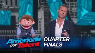 Paul Zerdin: Dummy Still Performs After Ventriloquist Walks Off Stage - America's Got Talent 2015