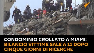 Condominio crollato a Miami, bilancio vittime sale a 11 dopo cinque giorni di ricerche