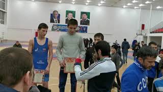 Wrestler Khamzat Dakaev. Award. Republic of Nokhchiche, Chechen-Aul, Northen Caucasus. 04.01.2020