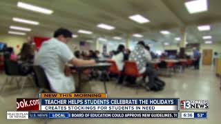 Las Vegas teacher making stockings for students