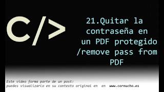 Quitar la contraseña en un PDF protegido / remove pass from PDF