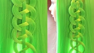 Зелёная коса из 4 прядей | Лена Роговая | Hairstyles by REM | Copyright ©
