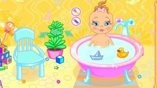 Игра для девочек  Купаем малыша Bathe baby game for girls