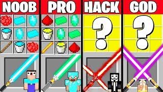 Minecraft Battle: STAR WARS LIGHTSABER CRAFTING CHALLENGE - NOOB vs PRO vs HACKER vs GOD ~ Animation