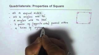 Properties of Quadrilateral a Square