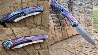 Складные ножи из ДАМАССКОЙ стали ТИТАНА, КАРБОНА, КОСТИ ручная работа