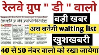 Railway group d result 2018 Big Update || Rrb group d 2018 result, अब बनेगी वेटिंग लिस्ट