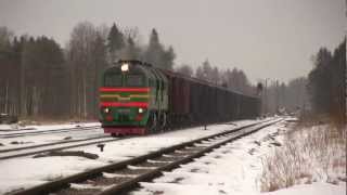 Тепловоз 2М62-0116 в ст. Калвене / 2M62U-0116 passing Kalvene station