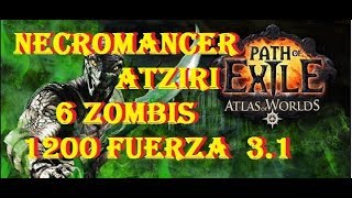 PoE PATH OF EXILE 3.1 ATZIRI NECROMANCER BARON 1200 STRENGTH 6 ZOMBIS ABYSS LEAGUE BUILD
