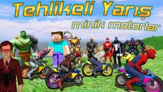 Minik Motorlar ile Tehlikeli Yarış Kabuto Örümcek Çocuk ve Steve Yeni Bölüm İzle