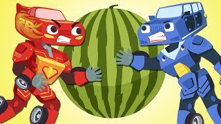 Mcqueen Scrambled for Watermelon With Jackson - Robot Cars Series