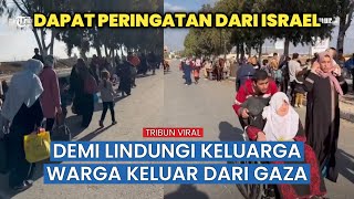 Penampakan Warga Pelestina Tinggalkan Gaza, Ramai-ramai Jalan Kaki