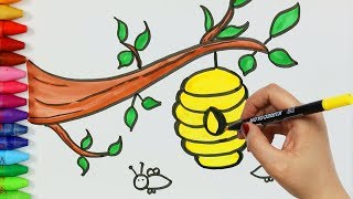 Раскраски ? | Раскраска пчел и улей | Как рисовать и цвет пчелы и улей | Пчеловодство