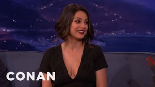 Mila Kunis Can't Deal With Her New Boobs  - CONAN on TBS