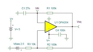 Online Circuit Simulation of a Triangle & Square Wave Oscillator 1kHz