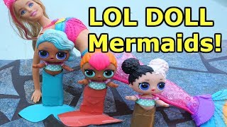 LOL SURPRISE DOLLS Go Swimming Again And Find MERMAID BARBIE And LOL DOLLS Become MERMAIDS!