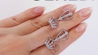 Серьги из серебра с фианитом "Корона" ФС366