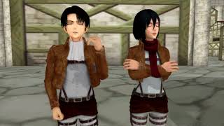 (MMD) (AttackonTitan) Levi X Mikasa {Couple} {Remake}