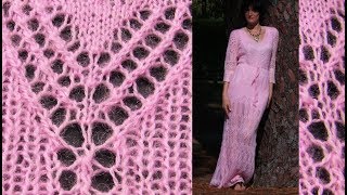 Ажурный узор спицами с РЕЗИНКОЙ: 1 видео. Как вязать ажурные узоры треугольники спицами