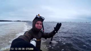 Страшно! Зимняя Волга. Подводная охота.