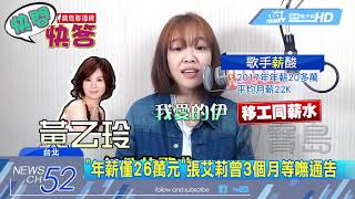 20180622中天新聞　3度入圍最佳女歌手　張艾莉「薪酸」月領22K