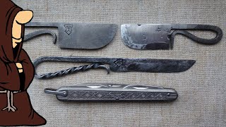 Кованые Ножи из Копанины! Ножи и кресало из напильника, складной нож Титан СССР в коллекцию