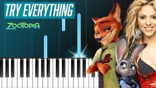 Shakira - "Try Everything" (Zootopia) Piano Tutorial - Chords - How To Play - Cover