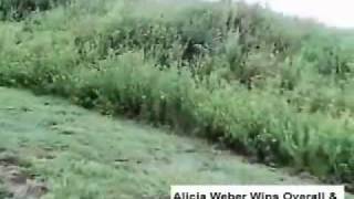 Alicia Weber - Muscle Woman wins XC race then flexes biceps!