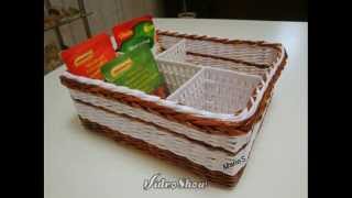ПЛЕТЕМ КОРЗИНУ ИЗ ГАЗЕТЫ С ПЕРЕГОРОДКАМИ. WEAVE A BASKET OF NEWSPAPERS WITH PARTITIONS